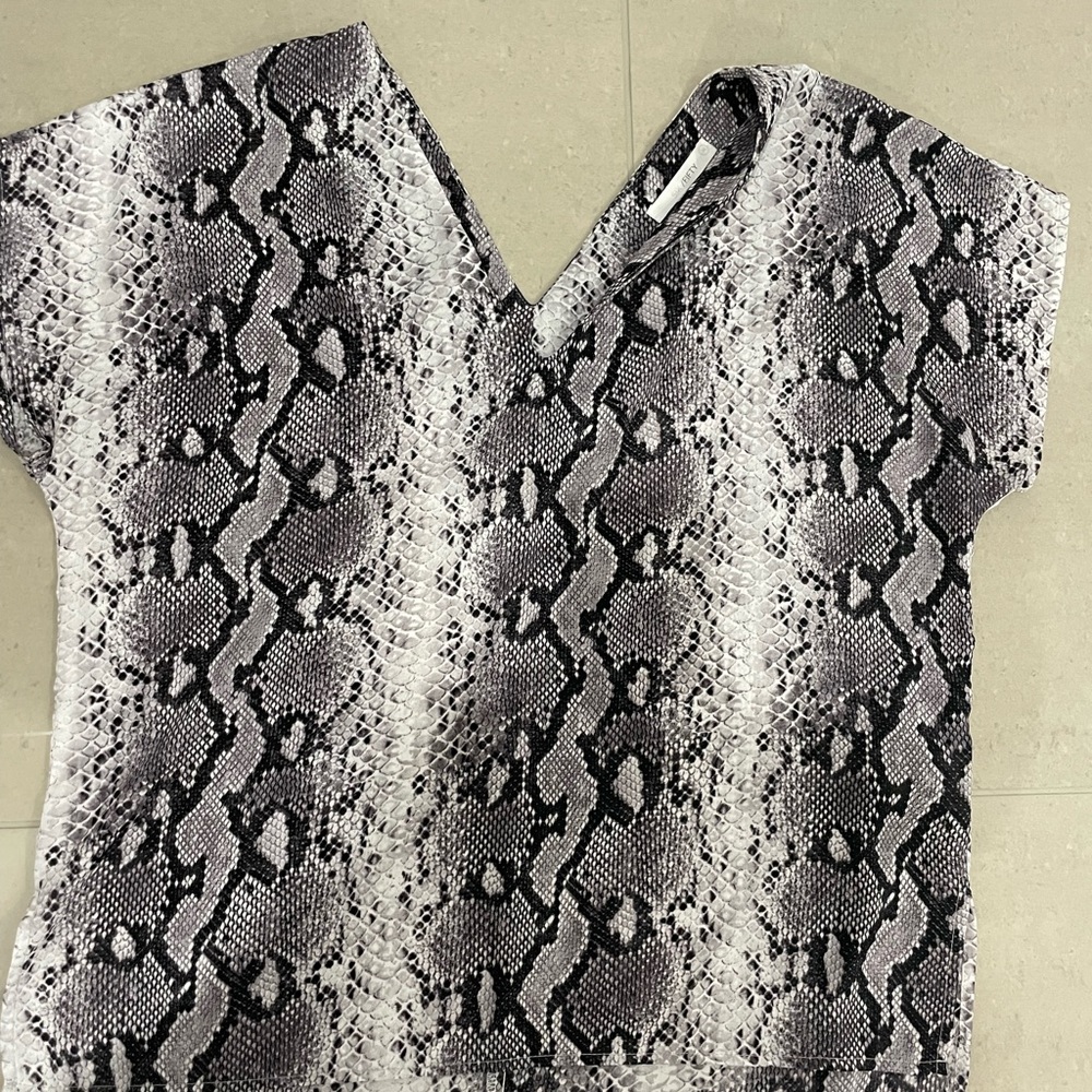 Snake print wide v neck blouse!